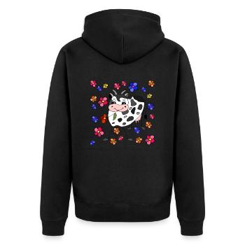 Cow - Unisex Premium Organic Zip Hoodie - black - Back - Nico (187cm)