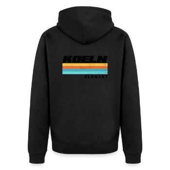 Köln Stadt Deutschland Retro - Unisex Premium Bio Zip Hoodie - Schwarz - Hinten - Nico (187cm)
