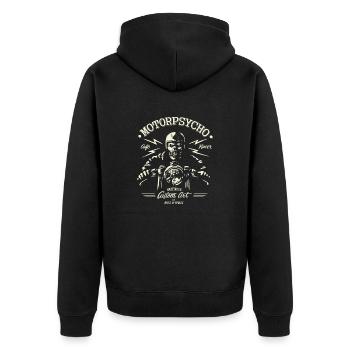 CafeRacer - Unisex Premium Bio Zip Hoodie - Schwarz - Hinten - Nico (187cm)
