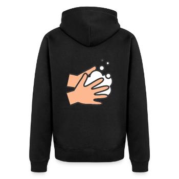 Hände waschen Icon - Unisex Premium Bio Zip Hoodie - Schwarz - Hinten - Nico (187cm)