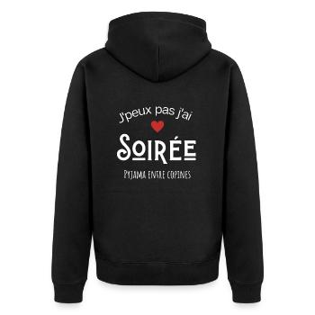 Je peux pas j'ai soirée pyjama entre copines - Veste à capuche bio Premium Unisexe - noir - Dos - Nico (187cm)