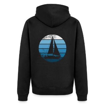 Segeln Vintage Sailing Segler Segelboot Segel - Unisex Premium Bio Zip Hoodie - Schwarz - Hinten - Nico (187cm)