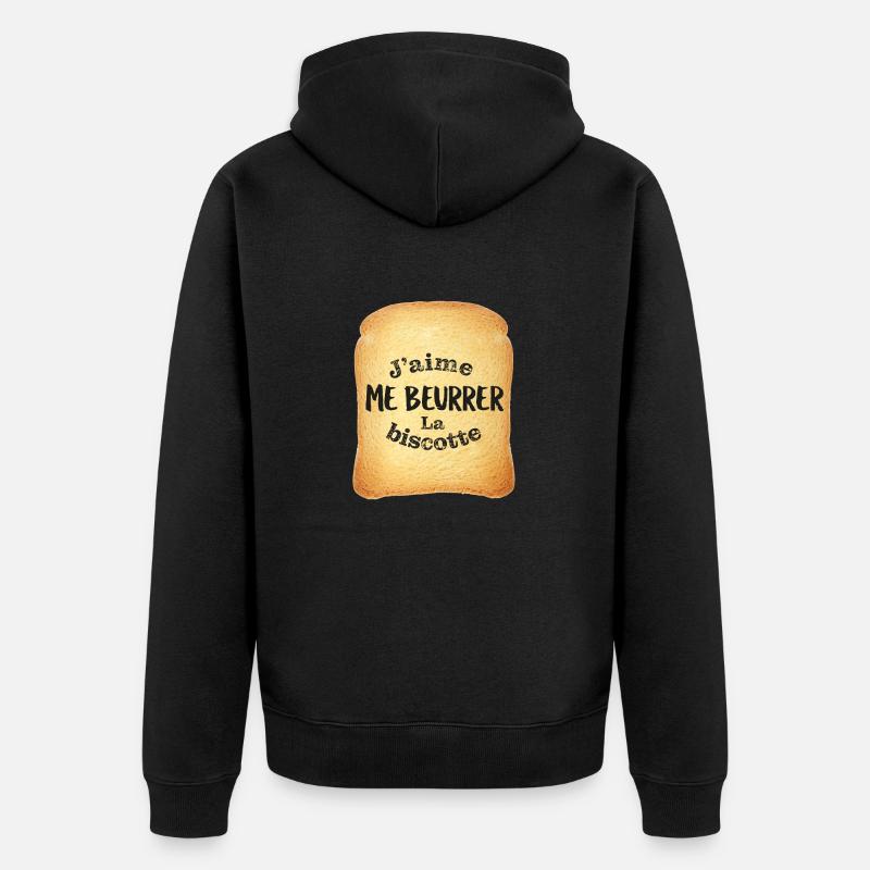 J'aime me beurrer la biscotte - Veste à capuche bio Premium Unisexe - noir