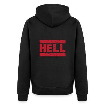 Hell Red Tintenstempel - Unisex Premium Bio Zip Hoodie - Schwarz - Hinten - Nico (187cm)