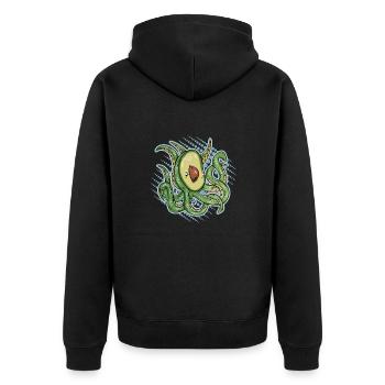 Avocado with tentacles - Unisex Premium Bio Zip Hoodie - Schwarz - Hinten - Nico (187cm)