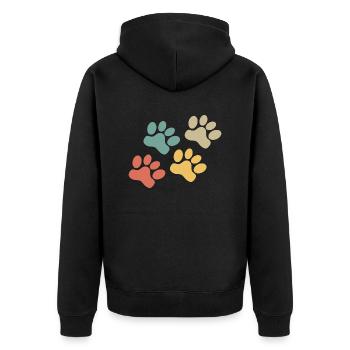 Dog Paw Retro Dog Lovers Retro - Unisex Premium Organic Zip Hoodie - black - Back - Nico (187cm)