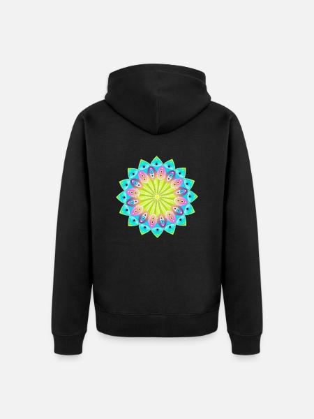 Buntes Mandala - Unisex Premium Bio Zip Hoodie - Schwarz