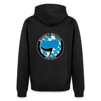 antifa - Unisex Premium Bio Zip Hoodie - Schwarz - Hinten - Nico (187cm)