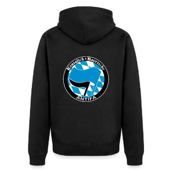 Königliche Bayrische Antifa - Unisex Premium Bio Zip Hoodie - Schwarz - Hinten - Nico (187cm)