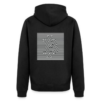 BitCoin Logo black and white BTC - Unisex Premium Bio Zip Hoodie - Schwarz - Hinten - Nico (187cm)