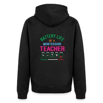 Montessori Teacher - Unisex Premium Organic Zip Hoodie - black - Back - Nico (187cm)