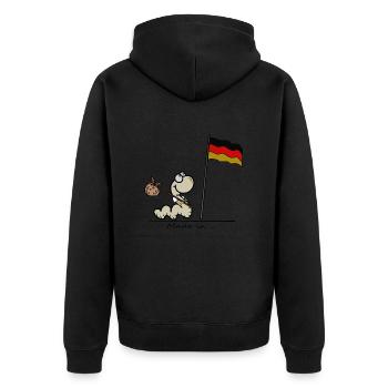 "Made in Germany" - Unisex Premium Bio Zip Hoodie - Schwarz - Hinten - Nico (187cm)