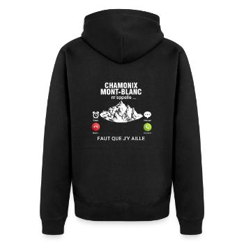 Chamonix m'appelle faut que j'y aille biathlete - Veste à capuche bio Premium Unisexe - noir - Dos - Nico (187cm)