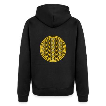Fleur de Vie Fleur de Vie - Yoga or jaune - Veste à capuche bio Premium Unisexe - noir - Dos - Nico (187cm)