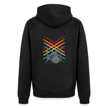 Retro Drumsticks Musik Schlagzeug - Unisex Premium Bio Zip Hoodie - Schwarz - Hinten - Nico (187cm)