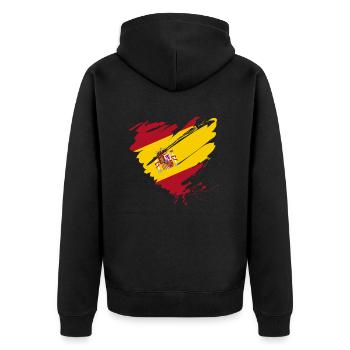 Herz Corazón Spanien España Barcelona Mallorca Tor - Unisex Premium Bio Zip Hoodie - Schwarz - Hinten - Nico (187cm)