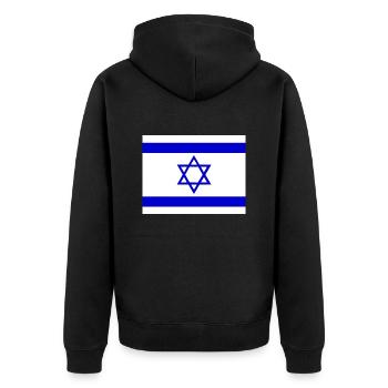 Israelische Flagge - Unisex Premium Bio Zip Hoodie - Schwarz - Hinten - Nico (187cm)