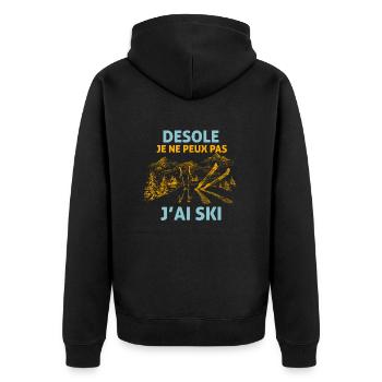 desole je ne peux pas j'ai ski cadeau ski skieur - Veste à capuche bio Premium Unisexe - noir - Dos - Nico (187cm)
