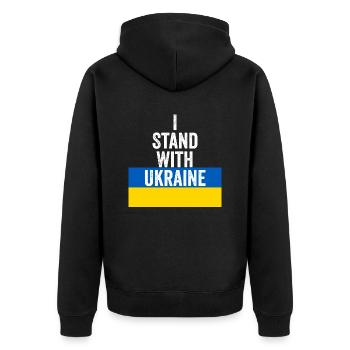 Ukraine - Unisex Premium Bio Zip Hoodie - Schwarz - Hinten - Nico (187cm)