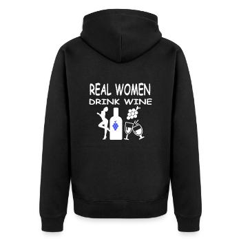 Wein - Unisex Premium Bio Zip Hoodie - Schwarz - Hinten - Nico (187cm)