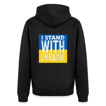 Ukraine - Unisex Premium Organic Zip Hoodie - black - Back - Nico (187cm)
