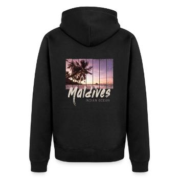 Maldives Indian Ocean Vintage Sunset - Unisex Premium Organic Zip Hoodie - black - Back - Nico (187cm)