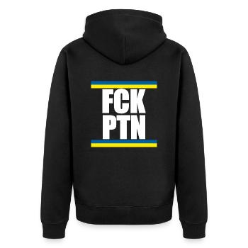 FCK PTN - Unisex Premium Organic Zip Hoodie - black - Back - Nico (187cm)