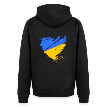 Ukraine Kiev Odessa Europe Grunge Coeur Paix - Veste à capuche bio Premium Unisexe - noir - Dos - Nico (187cm)