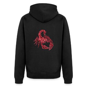 Scorpio, red - Unisex Premium Organic Zip Hoodie - black - Back - Nico (187cm)