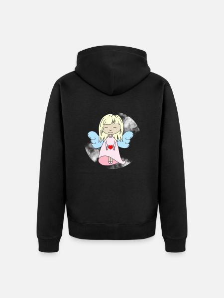 Engelchen mit Herz - Unisex Premium Bio Zip Hoodie - Schwarz