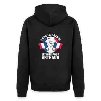 Je Vote Pour Arthaud - Nathalie Arthaud - Veste à capuche bio Premium Unisexe - noir - Dos - Nico (187cm)