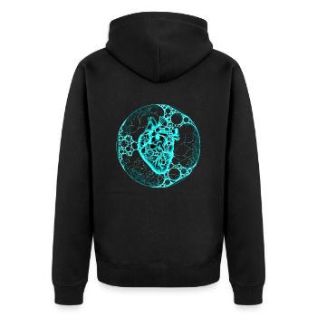 Heart, Sphere, Turquoise - Unisex Premium Organic Zip Hoodie - black - Back - Nico (187cm)