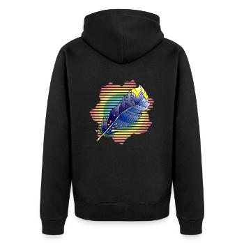 Feather - Unisex Premium Organic Zip Hoodie - black - Back - Nico (187cm)