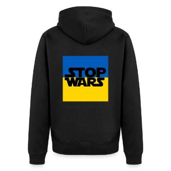 Ukraine - Unisex Premium Bio Zip Hoodie - Schwarz - Hinten - Nico (187cm)