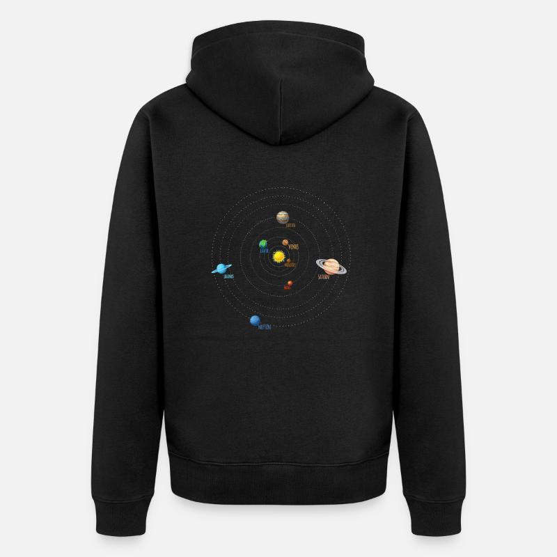 Notre système solaire Français - Veste à capuche bio Premium Unisexe - noir