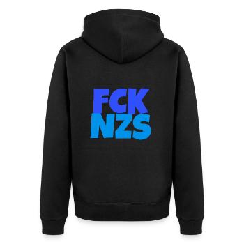 Fck nzs - Unisex Premium Bio Zip Hoodie - Schwarz - Hinten - Nico (187cm)