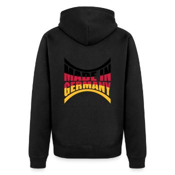 Made in Germany - Unisex Premium Bio Zip Hoodie - Schwarz - Hinten - Nico (187cm)