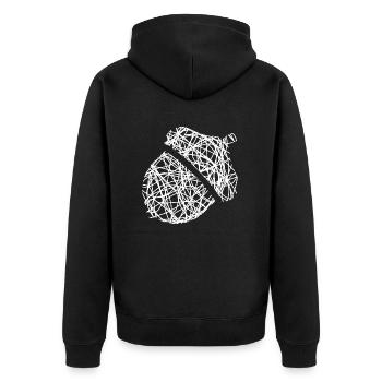 Haselnuss Nuss Gekritzel Geschenkidee - Unisex Premium Bio Zip Hoodie - Schwarz - Hinten - Nico (187cm)