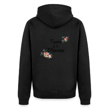 team de la Mariée evjf t-shirt assorti floral - Veste à capuche bio Premium Unisexe - noir - Dos - Nico (187cm)
