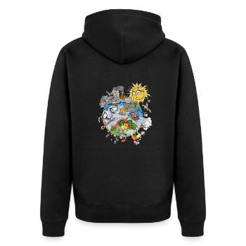 Think Global - Climb Local - No Text - Unisex Premium Bio Zip Hoodie - Schwarz - Hinten - Nico (187cm)