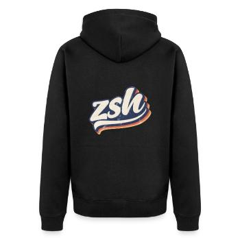 zsh | zshell | Z shell - Unisex Premium Organic Zip Hoodie - black - Back - Nico (187cm)
