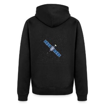 Floating Satellite - Unisex Premium Organic Zip Hoodie - black - Back - Nico (187cm)