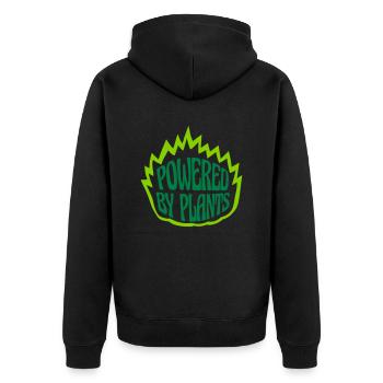Powered by plants - Unisex Premium Organic Zip Hoodie - black - Back - Nico (187cm)
