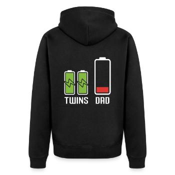 Papa Twins Batterie Énergie - Veste à capuche bio Premium Unisexe - noir - Dos - Nico (187cm)