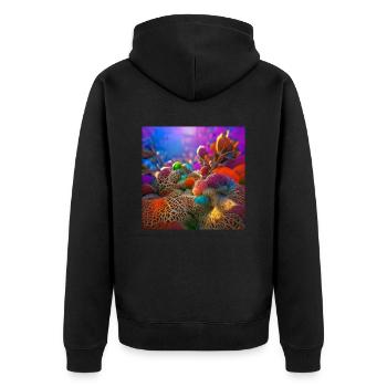Récif corallien sous-marin coloré - Veste à capuche bio Premium Unisexe - noir - Dos - Nico (187cm)