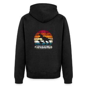 Papa Père Papasaurus rétro Vintage Fête des Pères - Veste à capuche bio Premium Unisexe - noir - Dos - Nico (187cm)