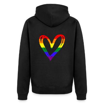| chemise d’amour | de la fierté CDD - Veste à capuche bio Premium Unisexe - noir - Dos - Nico (187cm)