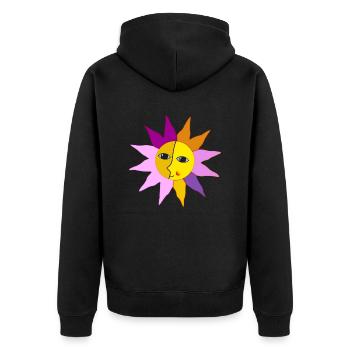 Sun Rays Moon Face Moment Happiness hygge - Unisex Premium Organic Zip Hoodie - black - Back - Nico (187cm)