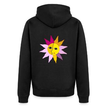 Sun Rays Moon Face Moment Happiness hygge - Unisex Premium Organic Zip Hoodie - black - Back - Nico (187cm)