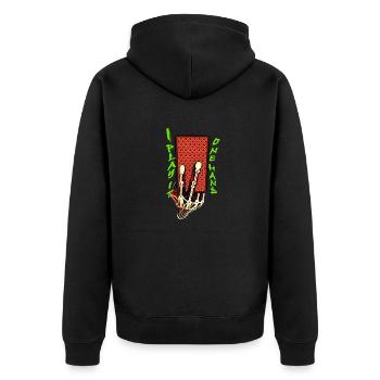 LETZTES SPIEL AUF EINER KARTE - Unisex Premium Bio Zip Hoodie - Schwarz - Hinten - Nico (187cm)